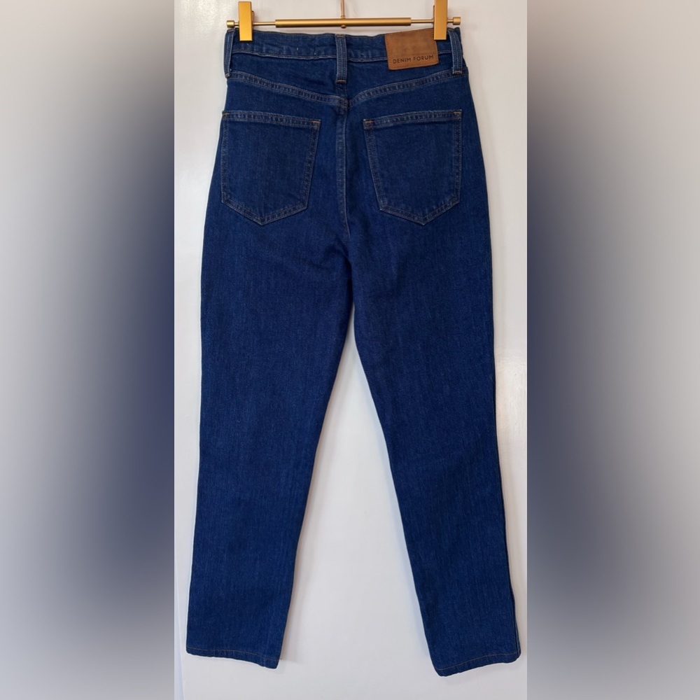 Denim Forum|The Angelica High Rise Slim Straight Leg Dark Denim Blue Jeans Sz 25 - Picture 4 of 7